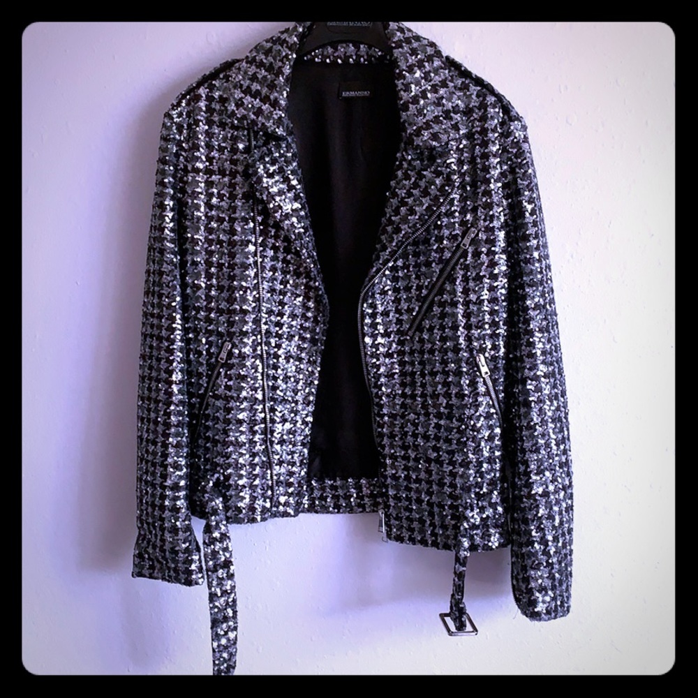 Ermanno Scervino hand sown sequins biker jacket